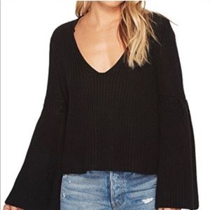 Free People V-neck Damsel Bell Sleeve Sweater M